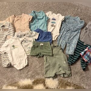Carter’s 3M Baby Boy Bundle | 12+ Pieces | Onesies, Shorts, Romper & Outfit Lot